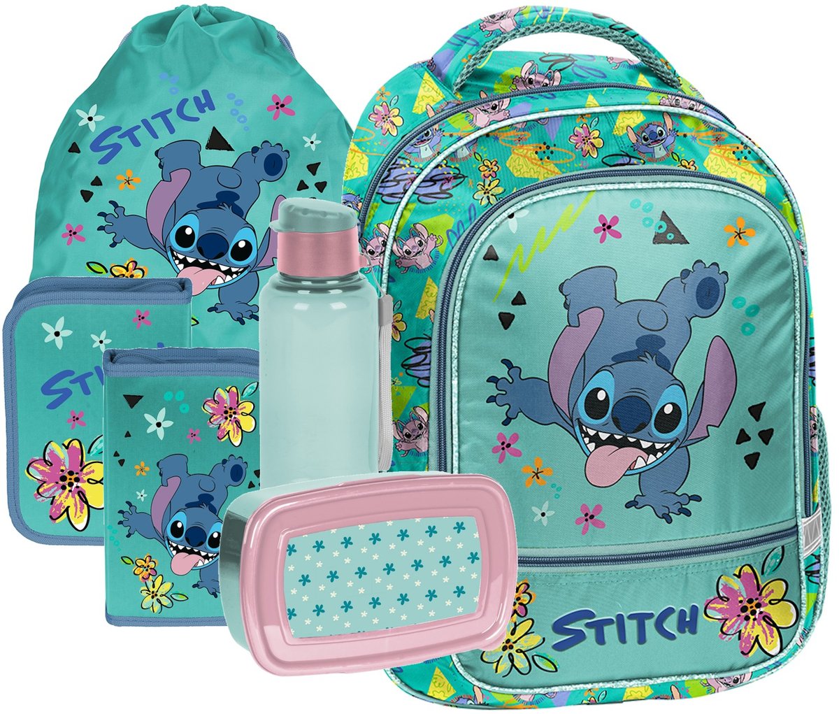 ZESTAW szkolny Plecak Tornister Disney Lilo i Stitch 5 Elementów