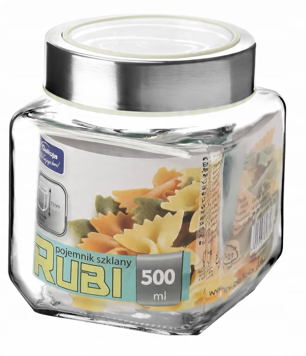 POJEMNIK KUCHENNY SZKLANY RUBI 500ML BIAŁY GALICJA