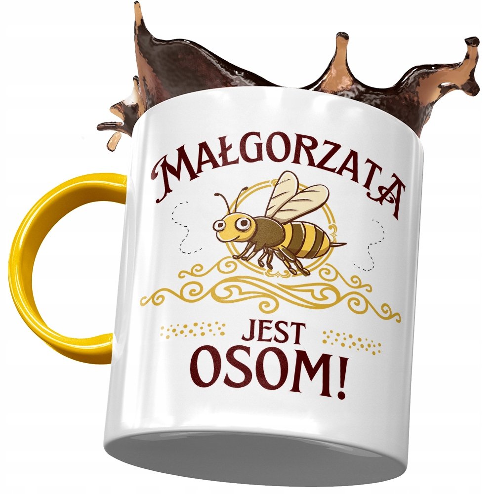 Kubek Żółty Dla Małgorzaty Koleżanki na Prezent z Nadrukiem ze Zdjęciem + Opakowanie na prezent (wzór 01)