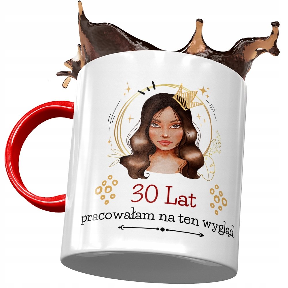 Kubek Czerwony na Urodziny 30 30ste 30-ste Prezent z Nadrukiem ze Zdjęciem + Opakowanie na prezent (wzór 01)