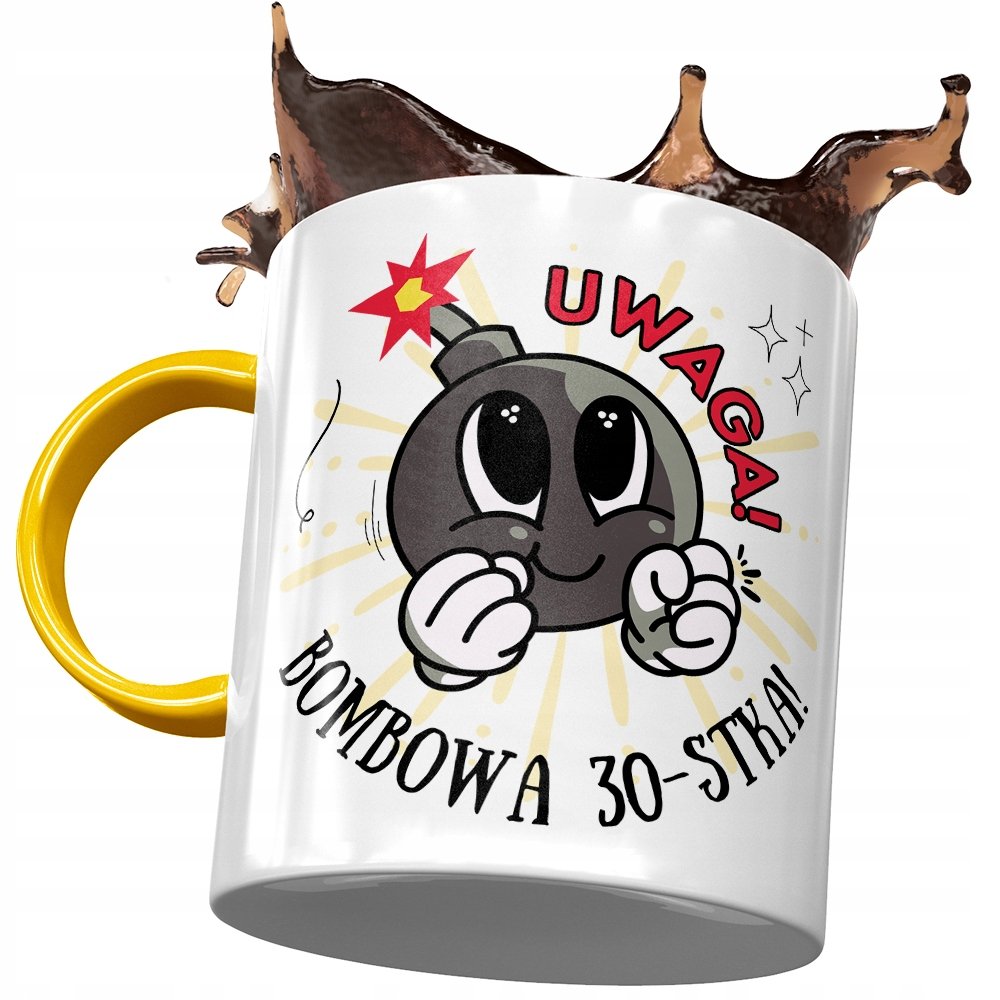 Kubek Żółty na Urodziny 30 30ste 30-ste na Prezent z Nadrukiem ze Zdjęciem + Opakowanie na prezent (wzór 01)