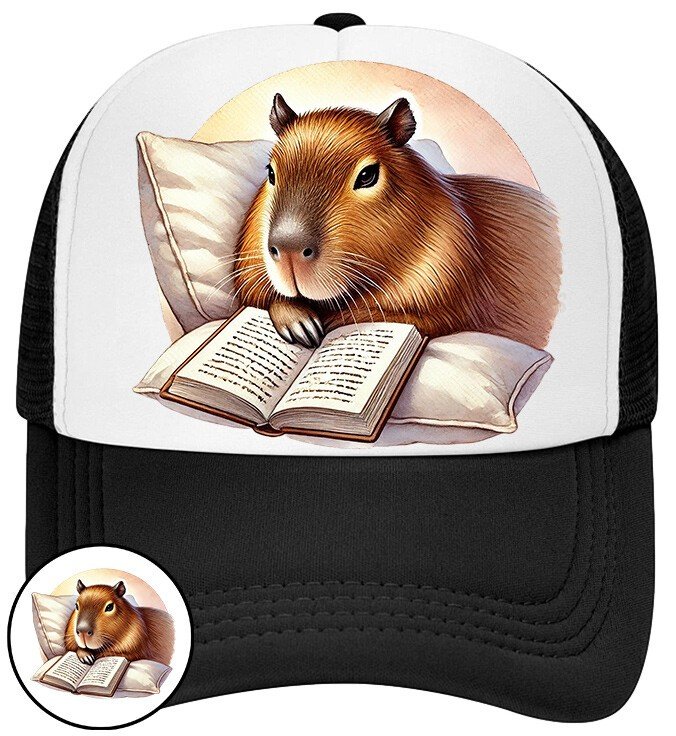 Czapka Z Daszkiem Kapibara Czarna Dla Dzieci Bejsbolówka Siatka Prezent