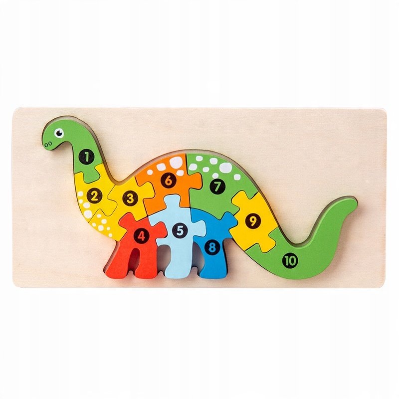 Puzzle Drewniane Układanka Dla Dzieci Dinozaur Zestaw Zabawka Prezent 3+