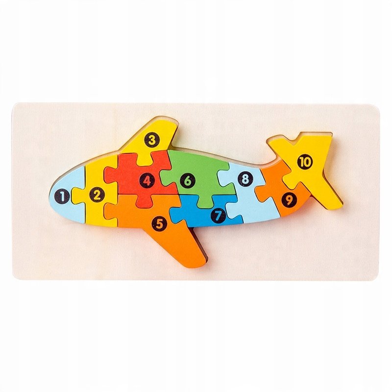 Puzzle Drewniane Układanka Dla Dzieci Samolot Zestaw Zabawka Prezent 3+
