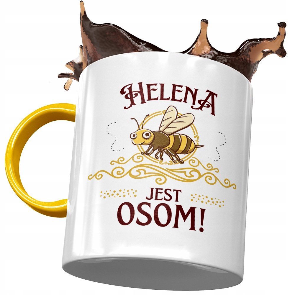 Kubek Żółty Dla Heleny Koleżanki Żony Prezent z Nadrukiem ze Zdjęciem + Opakowanie na prezent (wzór 01)