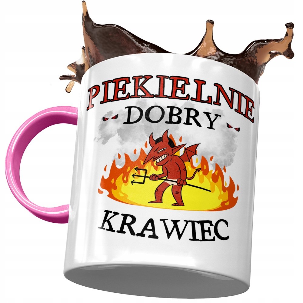 Kubek Różowy Dla Krawca Piekielnie Dobry Krawiec z Nadrukiem ze Zdjęciem + Opakowanie na prezent (wzór 01)