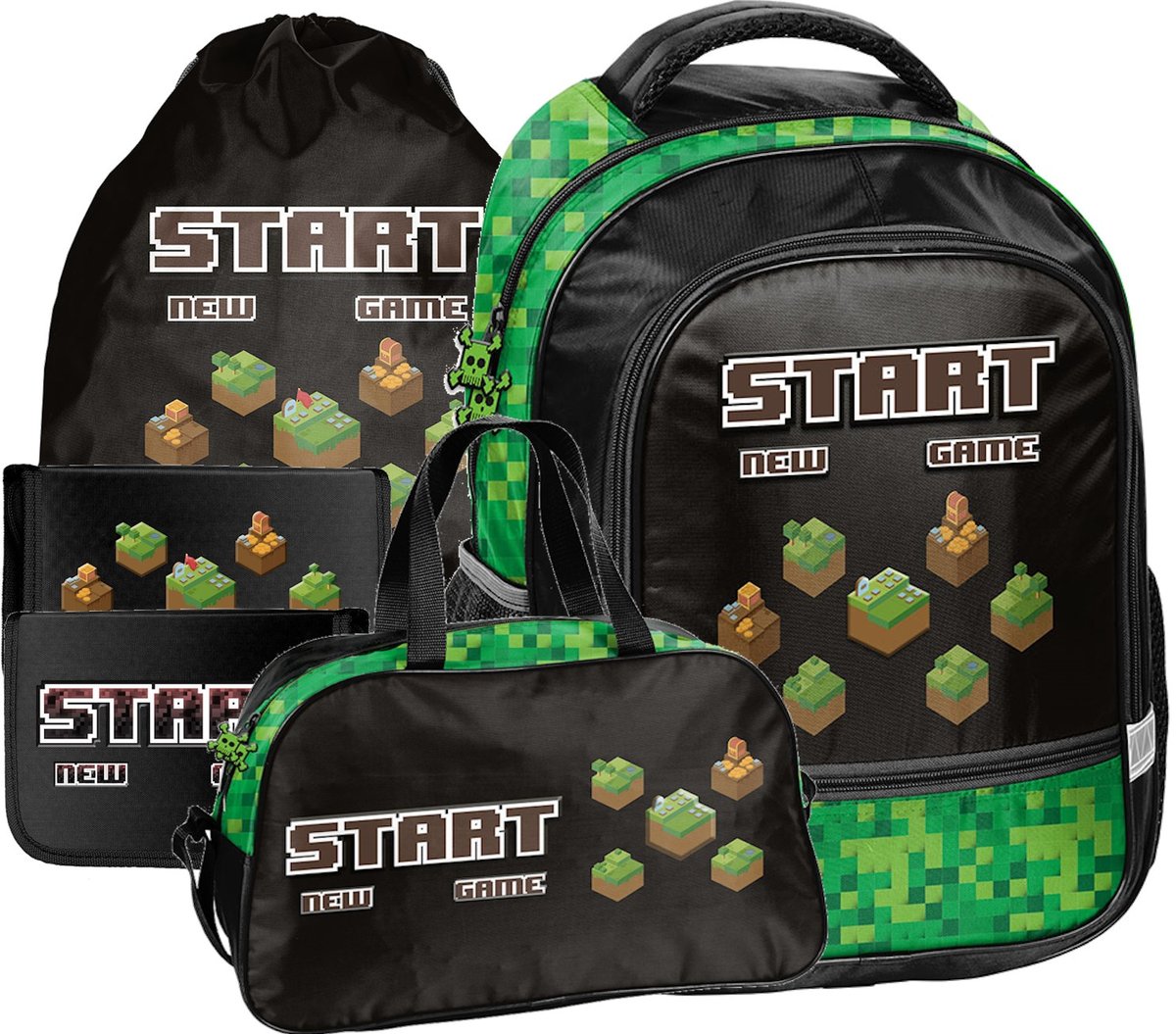 ZESTAW szkolny Plecak Tornister Minecraft Start New Game 4 Elementy