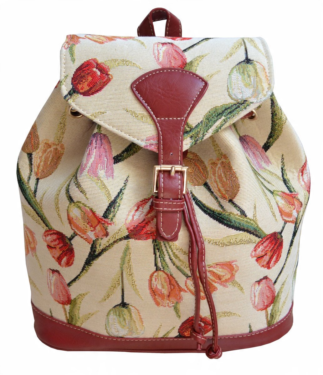 ELEGANCKA TORBA PLECAK TULIPAN GOBELINOWA