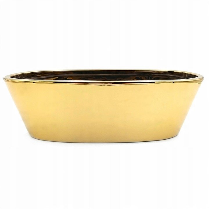 Osłonka ceramiczna ZŁOTA na kwiaty doniczka podłużna 34x12 cm GLAMOUR