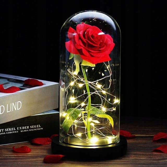 CZERWONA WIECZNA RÓŻA W SZKLE PREZENT DLA DZIEWCZYNY NA DZIEŃ KOBIET MAMY