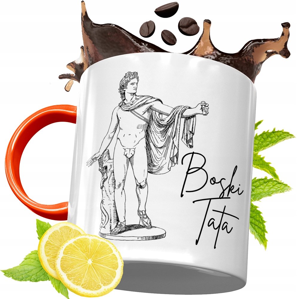 KUBEK POMARAŃCZOWY DLA TATY DZIEŃ TATY NA PREZENT z Nadrukiem ze Zdjęciem + Opakowanie na prezent (wzór 01)