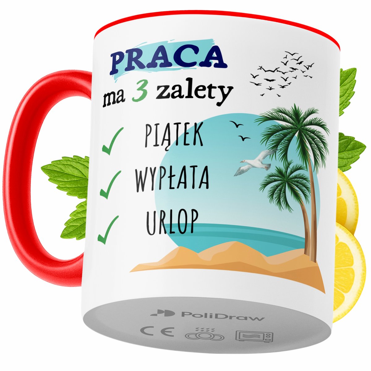 Kubek Śmieszne na Prezent z Nadrukiem ze Zdjęciem 330 ml Czerwony + Opakowanie na prezent (wzór 01)