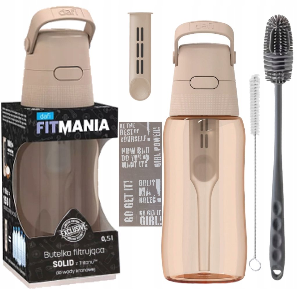 Zestaw 2x szczoteczki do mycia + Butelka Dafi Solid FitMania 0,5 cappuccino