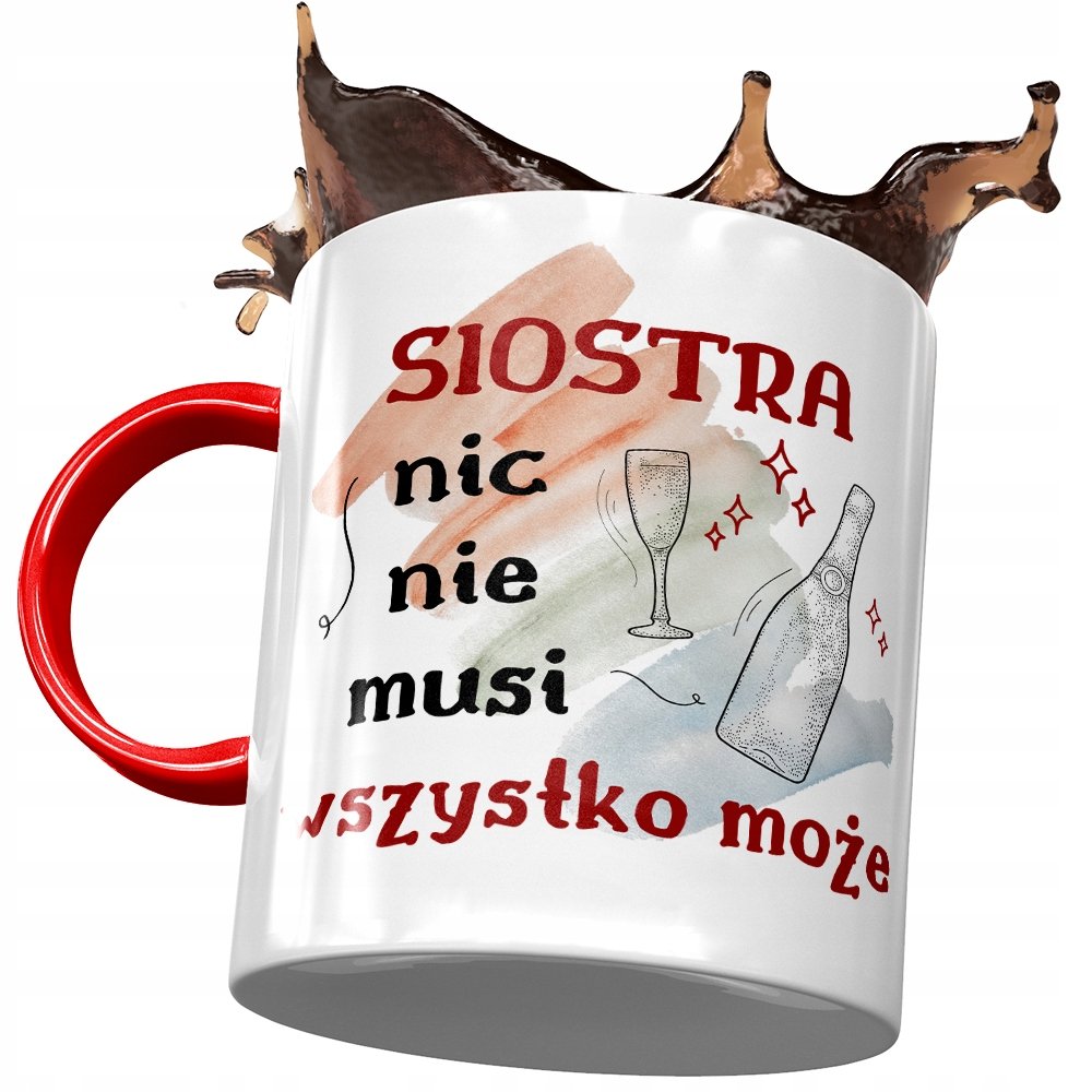 Kubek Czerwony Dla Siostry na Urodziny na Prezent z Nadrukiem ze Zdjęciem + Opakowanie na prezent (wzór 01)