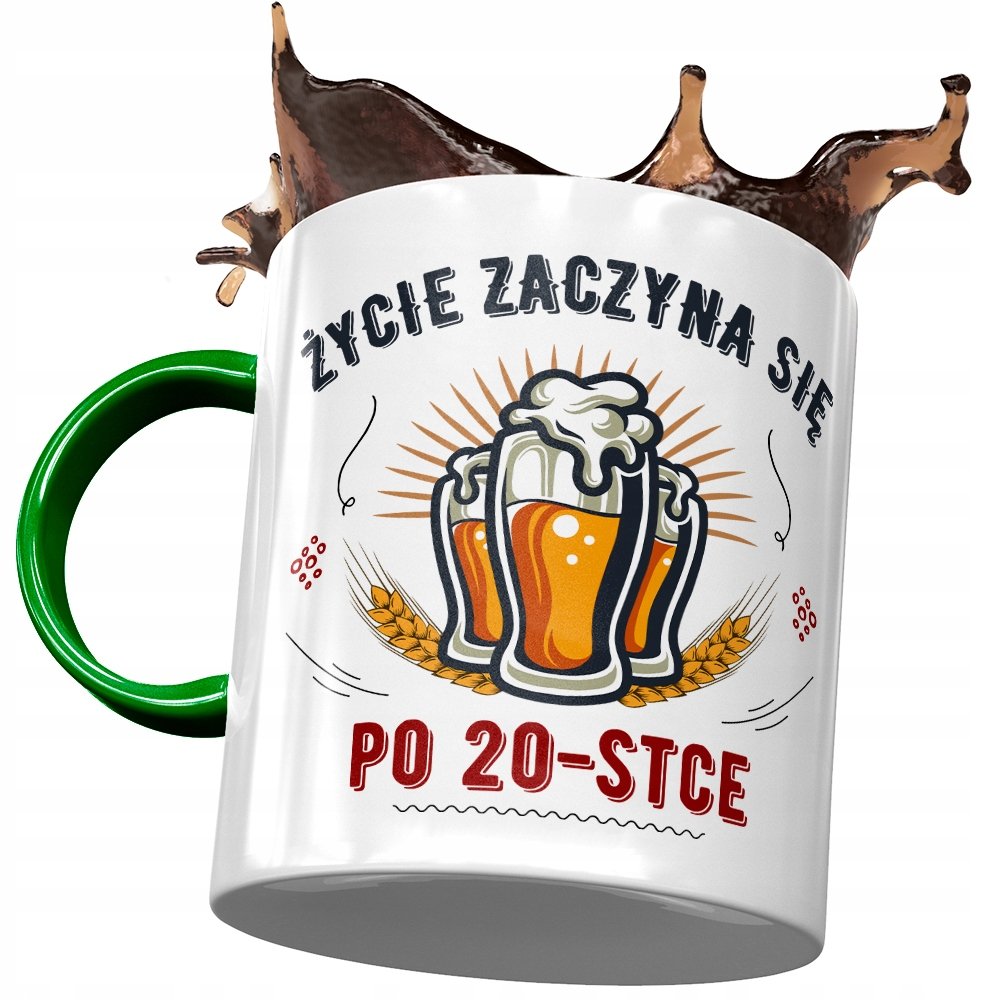 Kubek Zielony na Urodziny 20 20ste 20-ste Prezent z Nadrukiem ze Zdjęciem + Opakowanie na prezent (wzór 01)