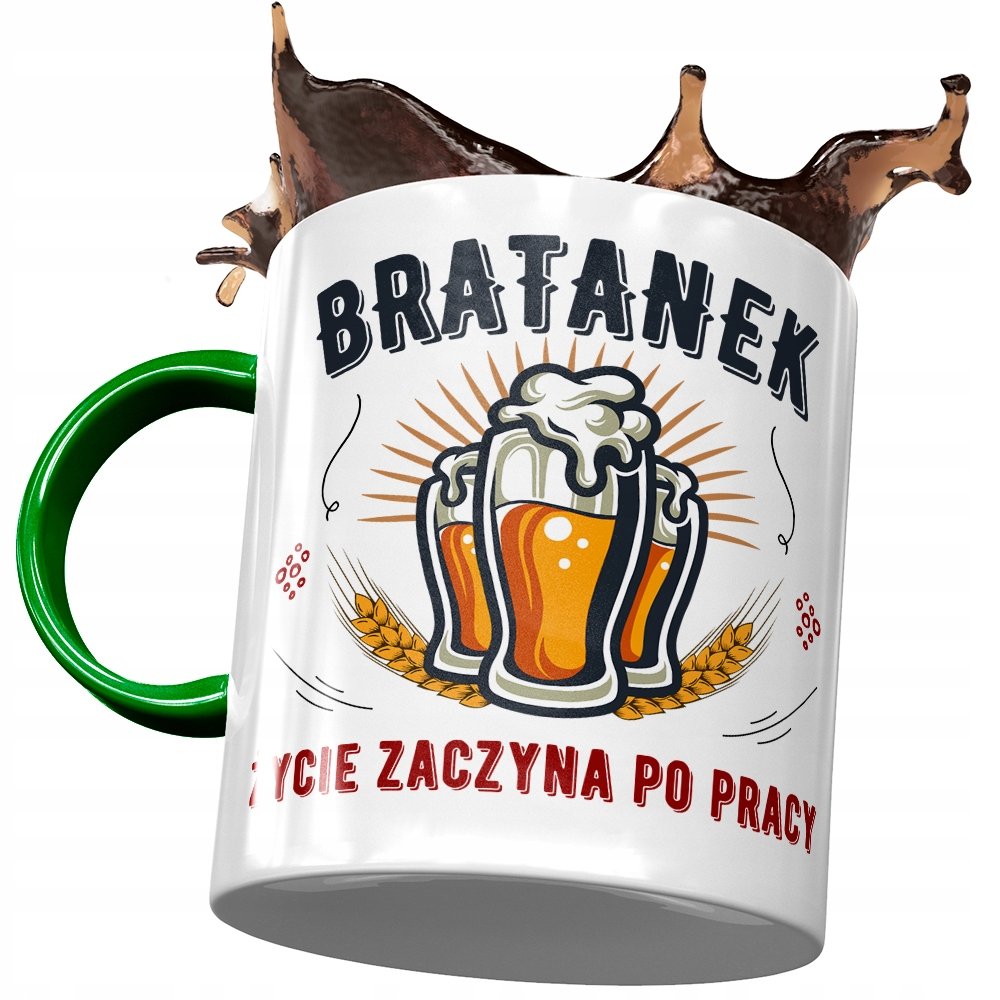 Kubek Zielony Dla Bratanka Syna Brata Prezent z Nadrukiem ze Zdjęciem + Opakowanie na prezent (wzór 01)