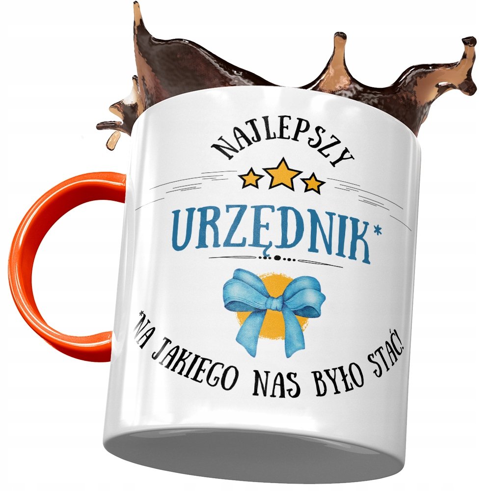 Kubek Pomarańczowy dla Urzędnika Najlepszy Prezent z Nadrukiem ze Zdjęciem + Opakowanie na prezent (wzór 01)