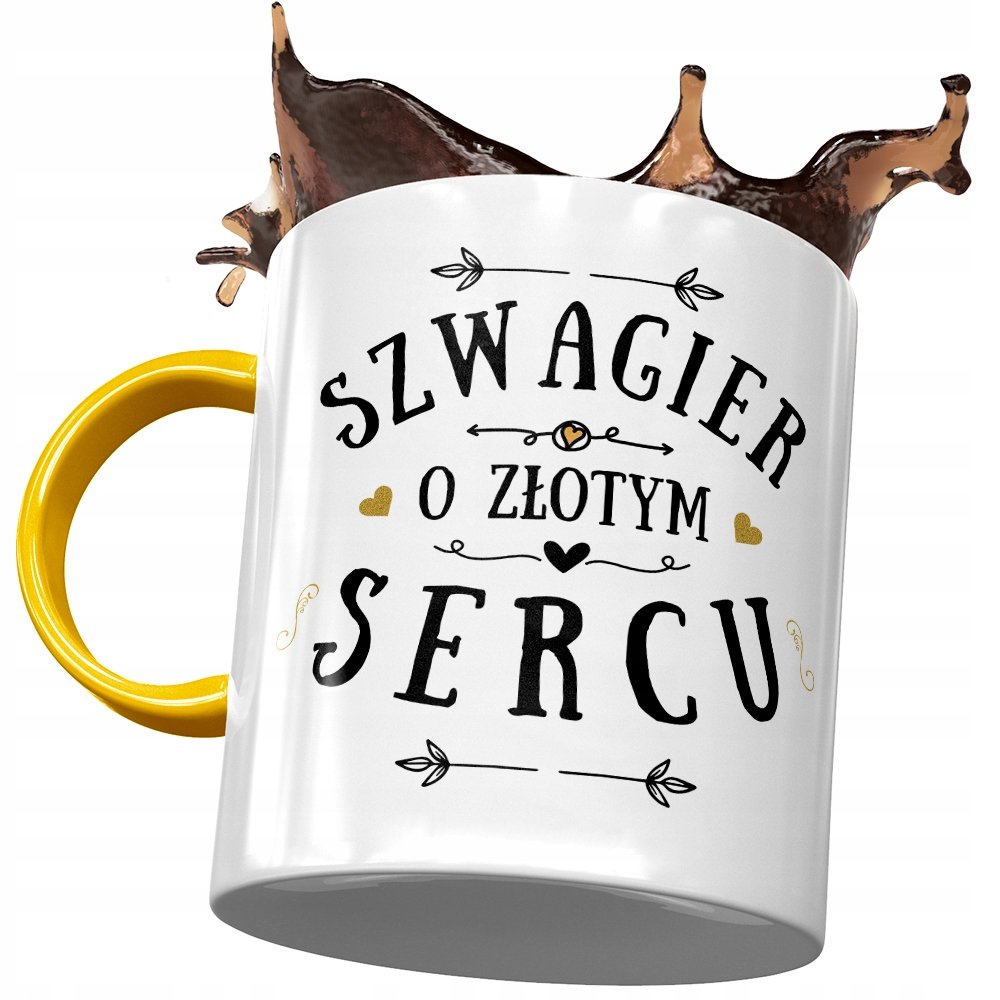 Kubek Żółty Dla Szwagra na Urodziny na Prezent z Nadrukiem ze Zdjęciem + Opakowanie na prezent (wzór 01)