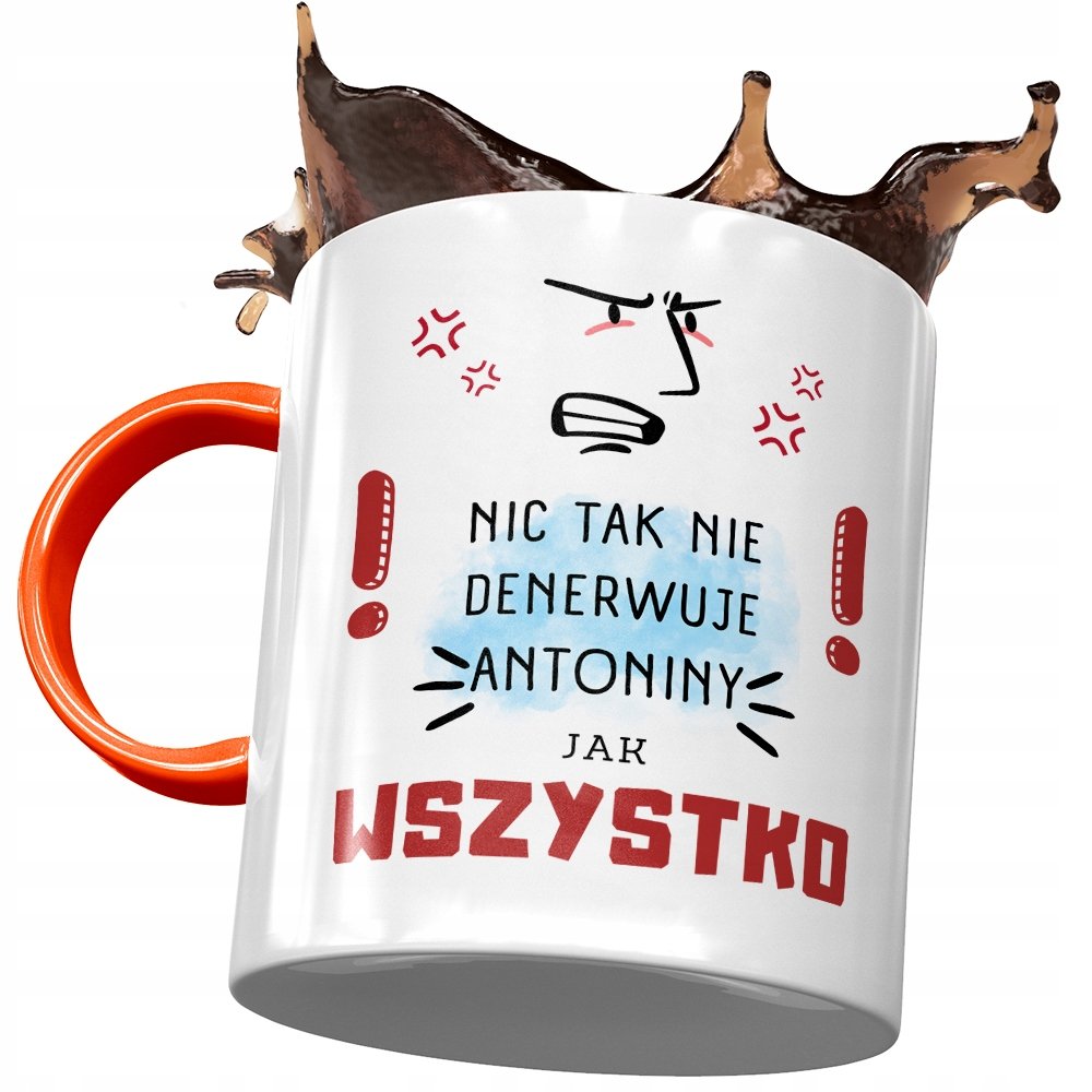 Kubek Pomarańczowy Dla Antoniny Żony na Prezent z Nadrukiem ze Zdjęciem + Opakowanie na prezent (wzór 01)