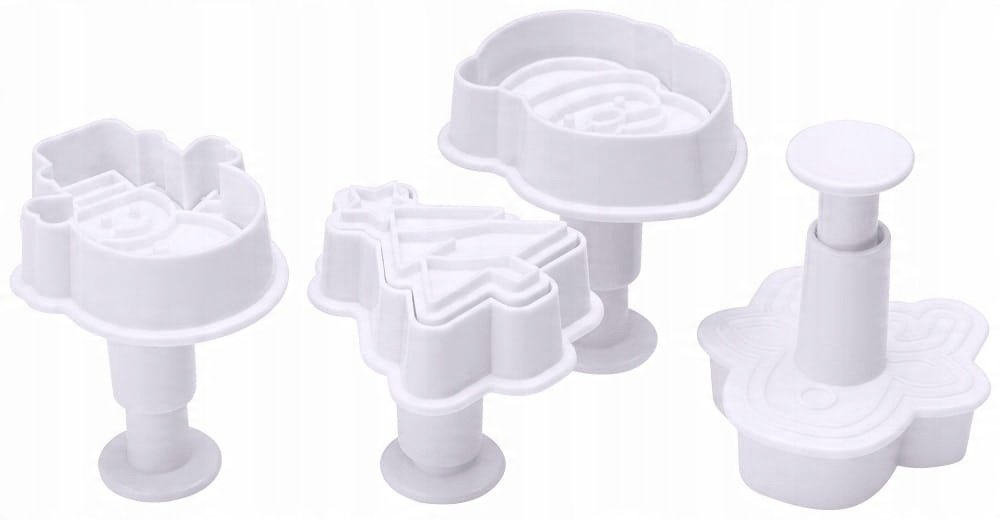 Wykrawaczki plastikowe STEMPLE 4szt. pieczątki.