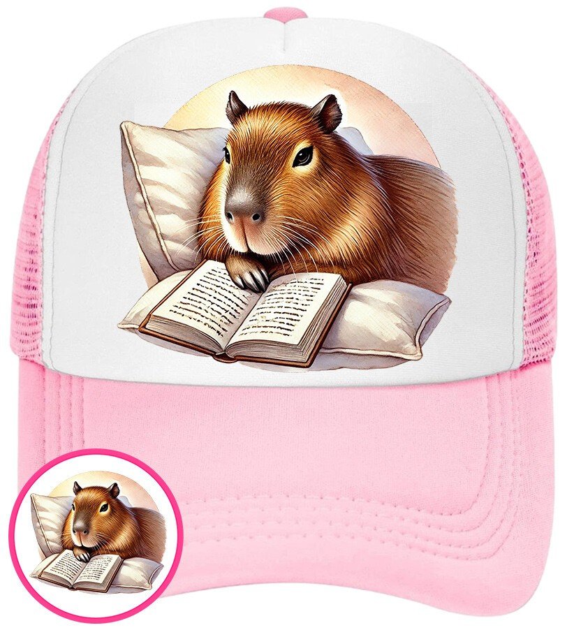 Czapka Z Daszkiem Kapibara Różowa Dla Dzieci Bejsbolówka Siatka Prezent
