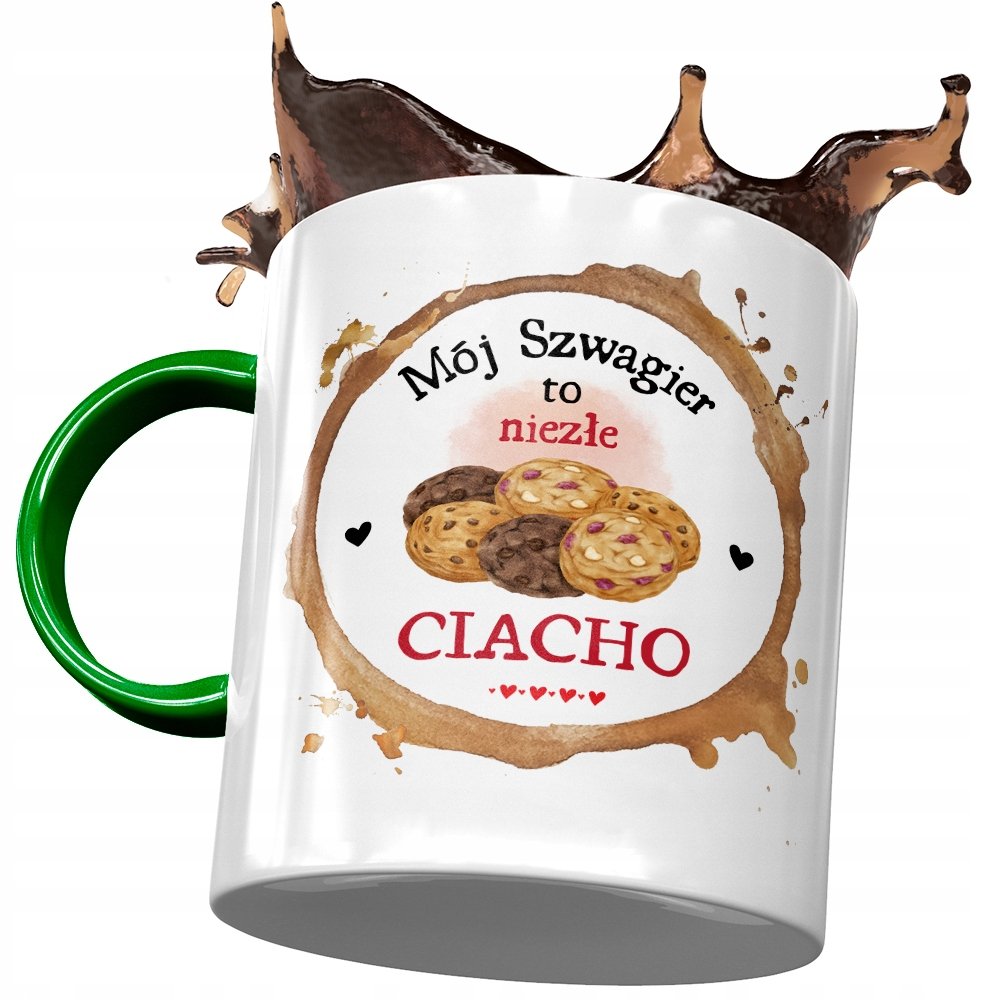 Kubek Zielony Dla Szwagra na Urodziny na Prezent z Nadrukiem ze Zdjęciem + Opakowanie na prezent (wzór 01)