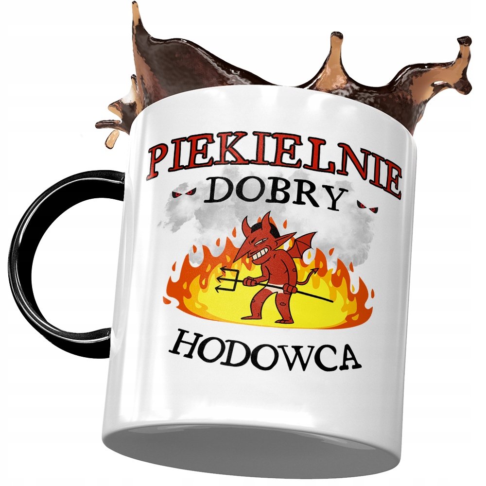 Kubek Czarny Dla Hodowcy Piekielnie Dobry Hodowca z Nadrukiem ze Zdjęciem + Opakowanie na prezent (wzór 01)