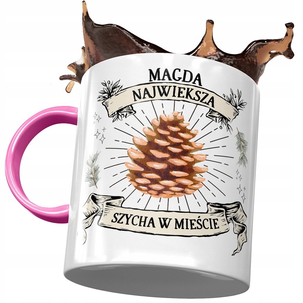 Kubek Różowy Dla Magdy Magdaleny Na Prezent z Nadrukiem ze Zdjęciem + Opakowanie na prezent (wzór 01)