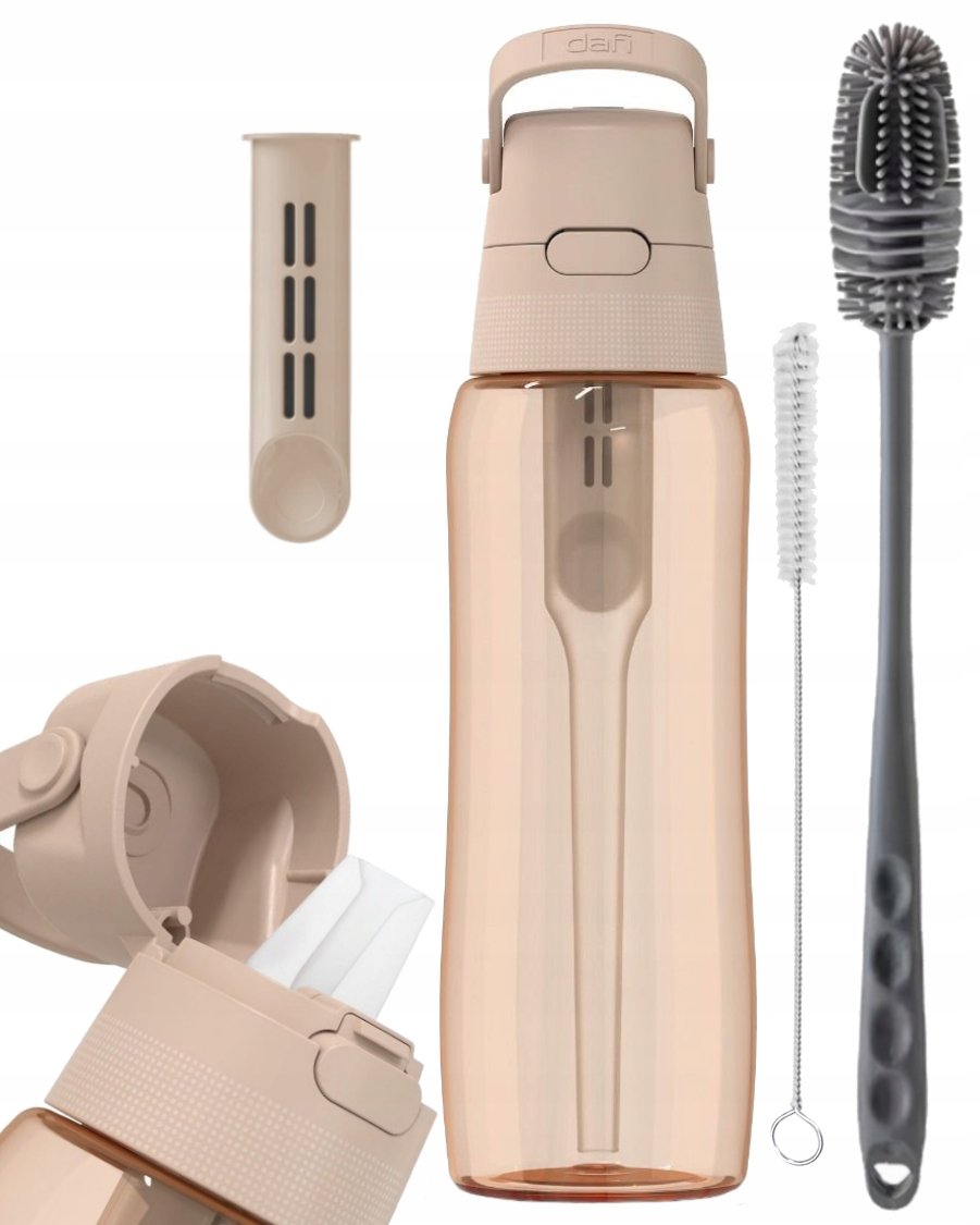 Szczoteczki do mycia + butelka na wodę Dafi Solid cappuccino barwiona 0,7