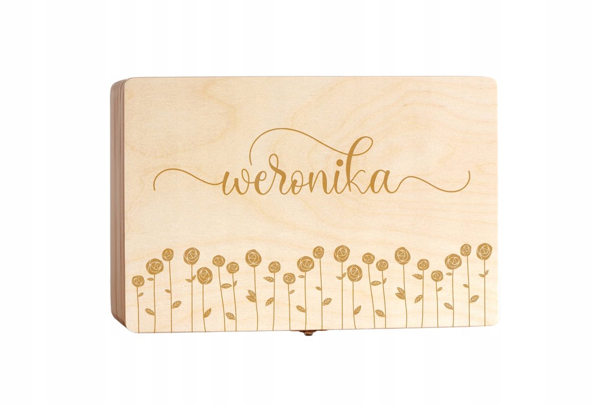 Pudełko wspomnień Skrzynka Grawer różami z imieniem, Duża szkatułka Kuferek