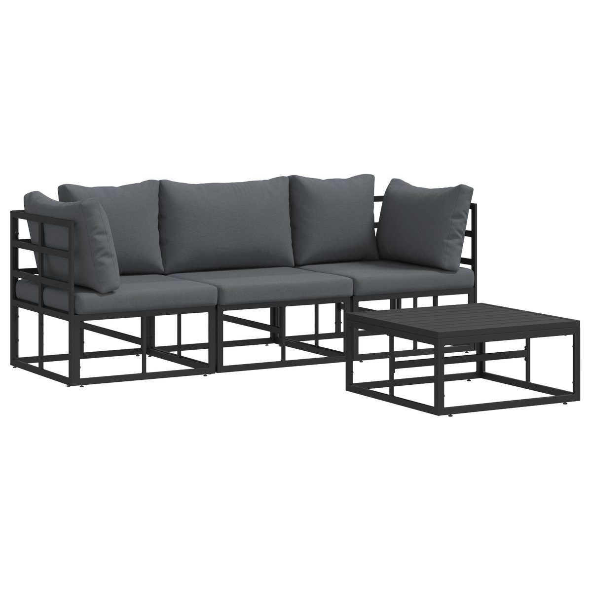 vidaXL Zestaw Sof na Ogród 4 pcs Czarny 70 x 70 x 32 cm Aluminium