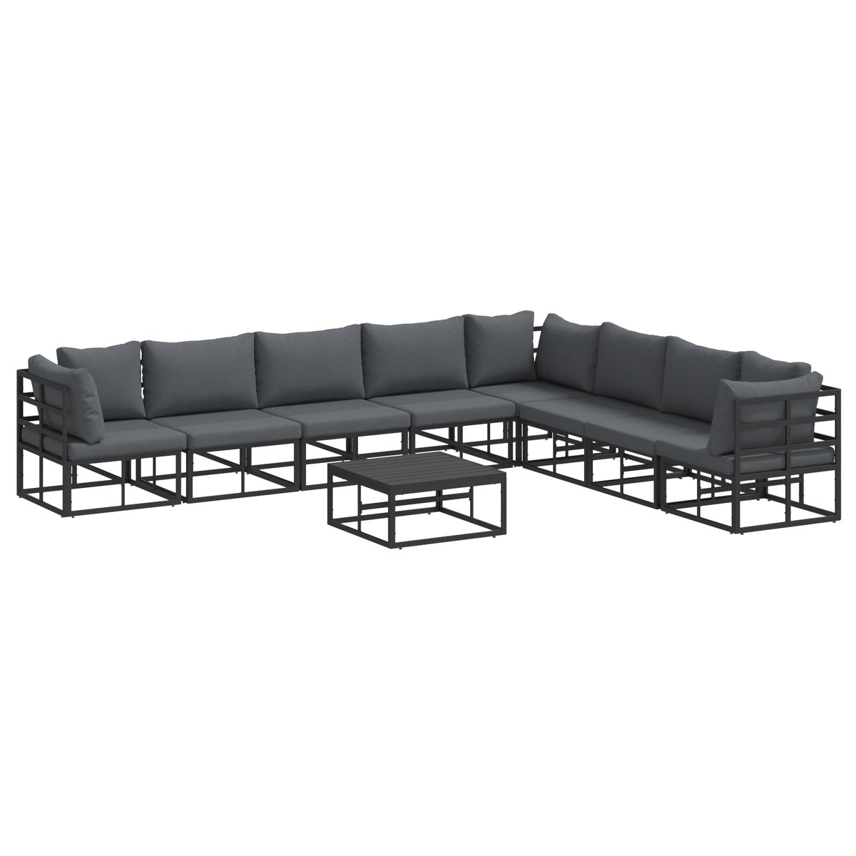 vidaXL Zestaw Sof na Ogród 9 pcs Czarny 70 x 70 x 32 cm Aluminium