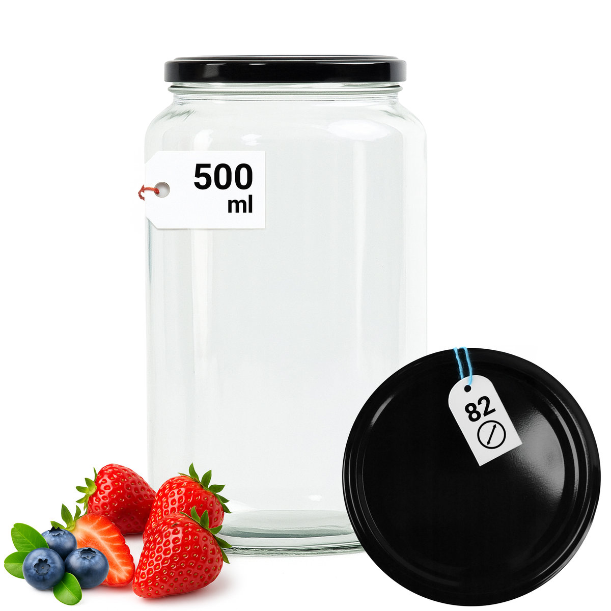 Słoik Szklany 500ml na Przetwory Dżem Miód Owsianke z Zakrętką Metal 82fi