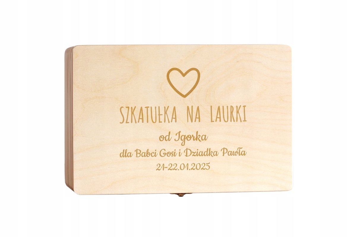 Pudełko na laurki, rysunki, szkatułka z grawerem Dzień Babci i Dziadka