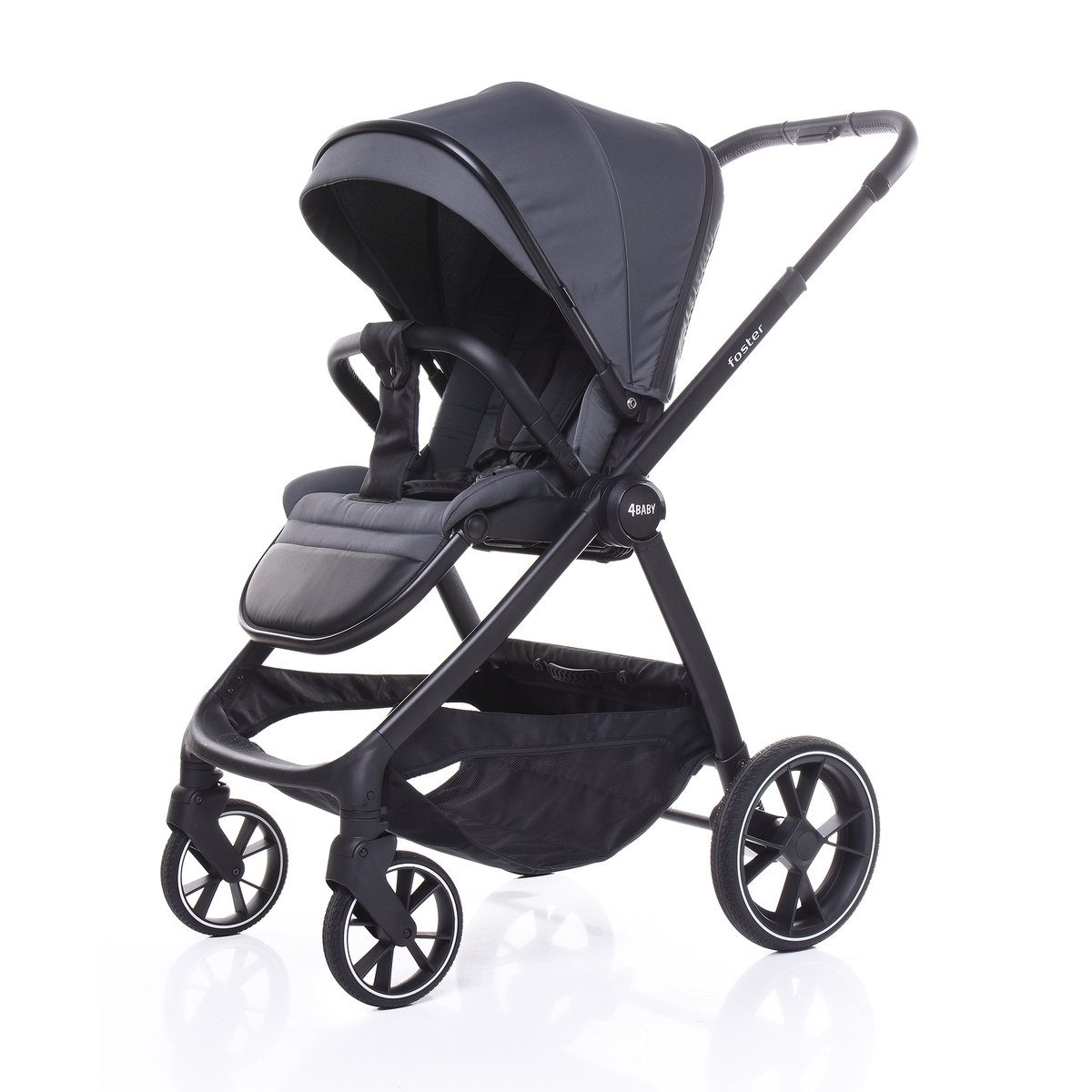 4Baby Foster Graphite Wózek Spacerowy • duże amortyzowane koła • siedzisko przodem/tyłem • lekki 0-22KG