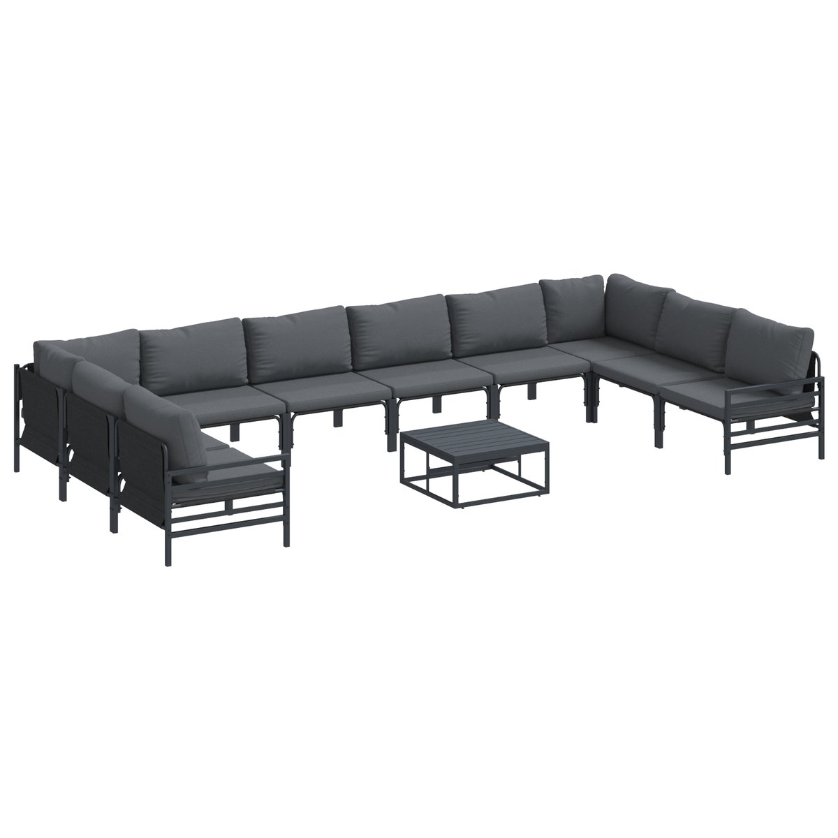 vidaXL Zestaw Sof na Ogród 11 pcs Antracytowy Stal
