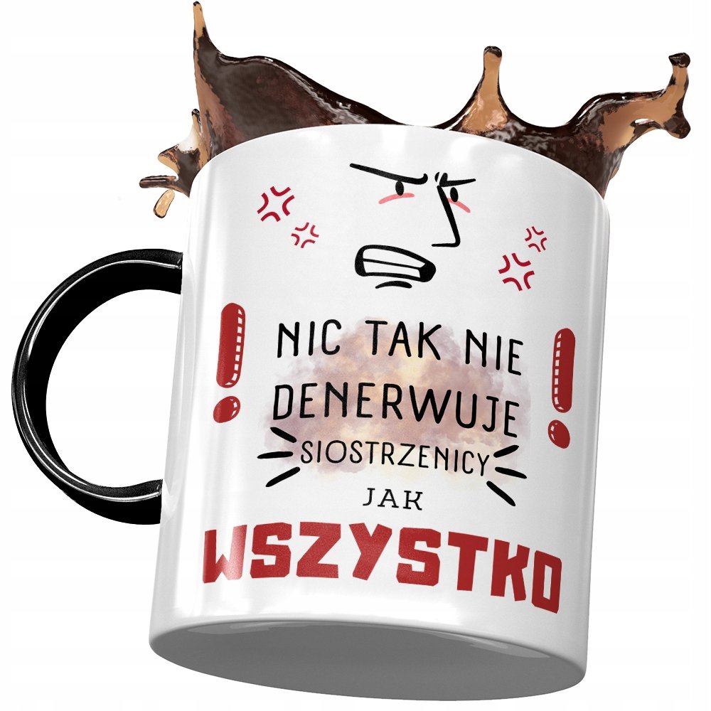 Kubek Czarny Dla Siostrzenicy na Urodziny Prezent z Nadrukiem ze Zdjęciem + Opakowanie na prezent (wzór 01)