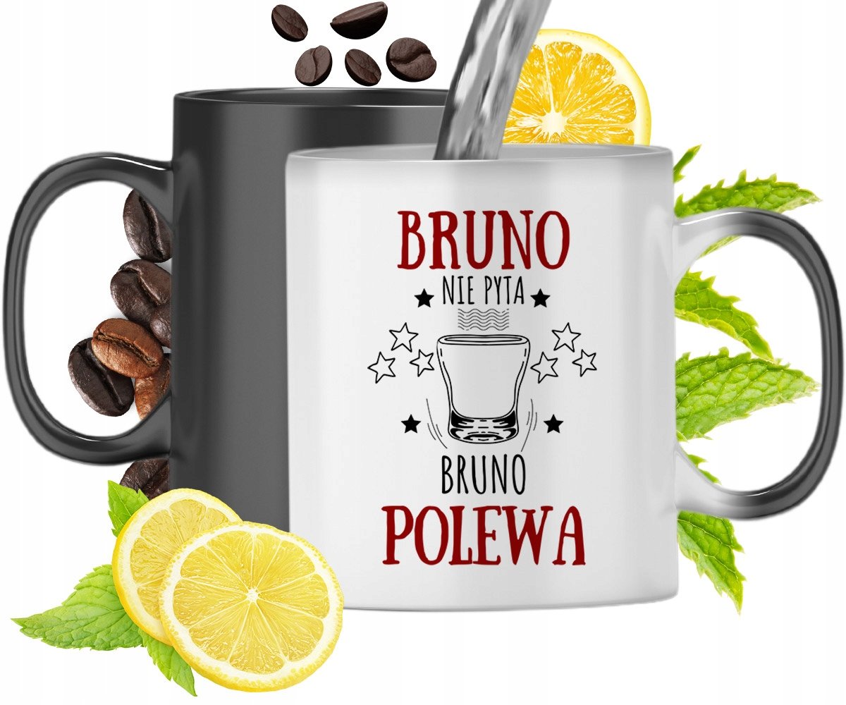 Kubek Magiczny Dla Bruna Czarny Matowy z Nadrukiem ze Zdjęciem 330ml + Opakowanie na prezent (wzór 01)