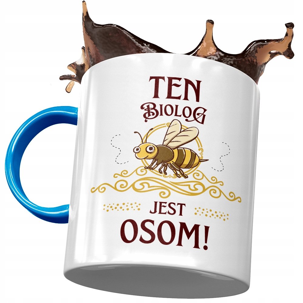 Kubek Błękitny Dla Biologa Biolog Jest Osom z Nadrukiem ze Zdjęciem + Opakowanie na prezent (wzór 01)