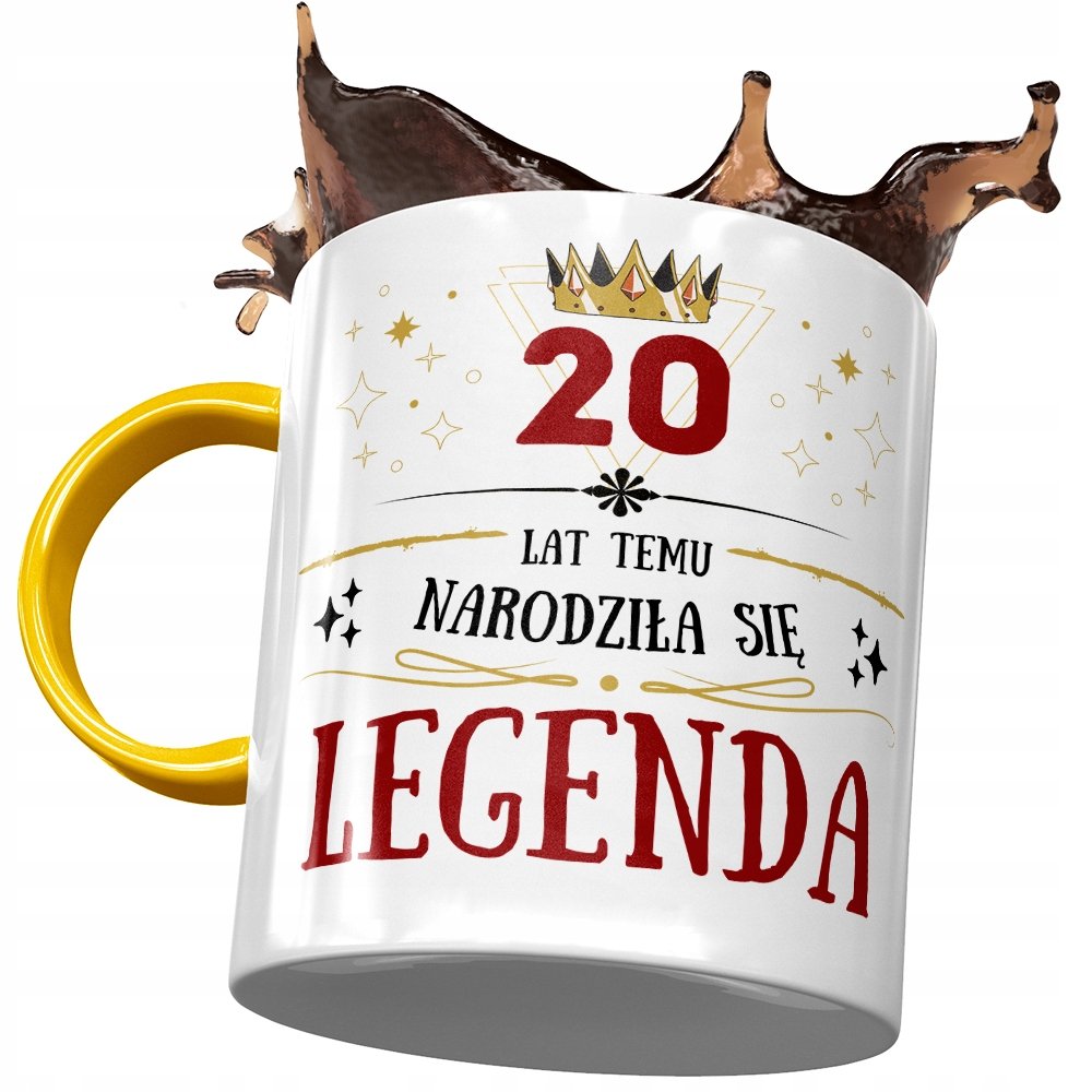 Kubek Żółty na Urodziny 20 20ste 20-ste na Prezent z Nadrukiem ze Zdjęciem + Opakowanie na prezent (wzór 01)