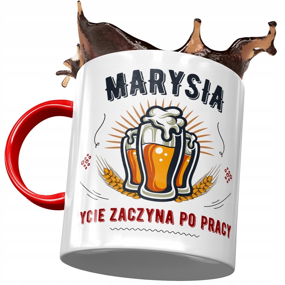 Kubek Czerwony Dla Marysi Maji Mari na Prezent z Nadrukiem ze Zdjęciem + Opakowanie na prezent (wzór 01)