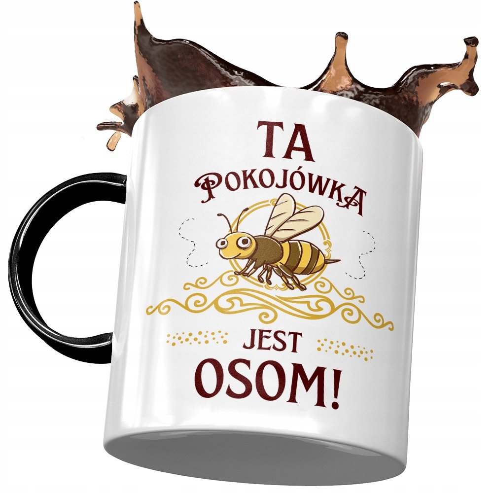 Kubek Czarny Dla Pokojówki Ta Pokojówka Jest Osom z Nadrukiem ze Zdjęciem + Opakowanie na prezent (wzór 01)