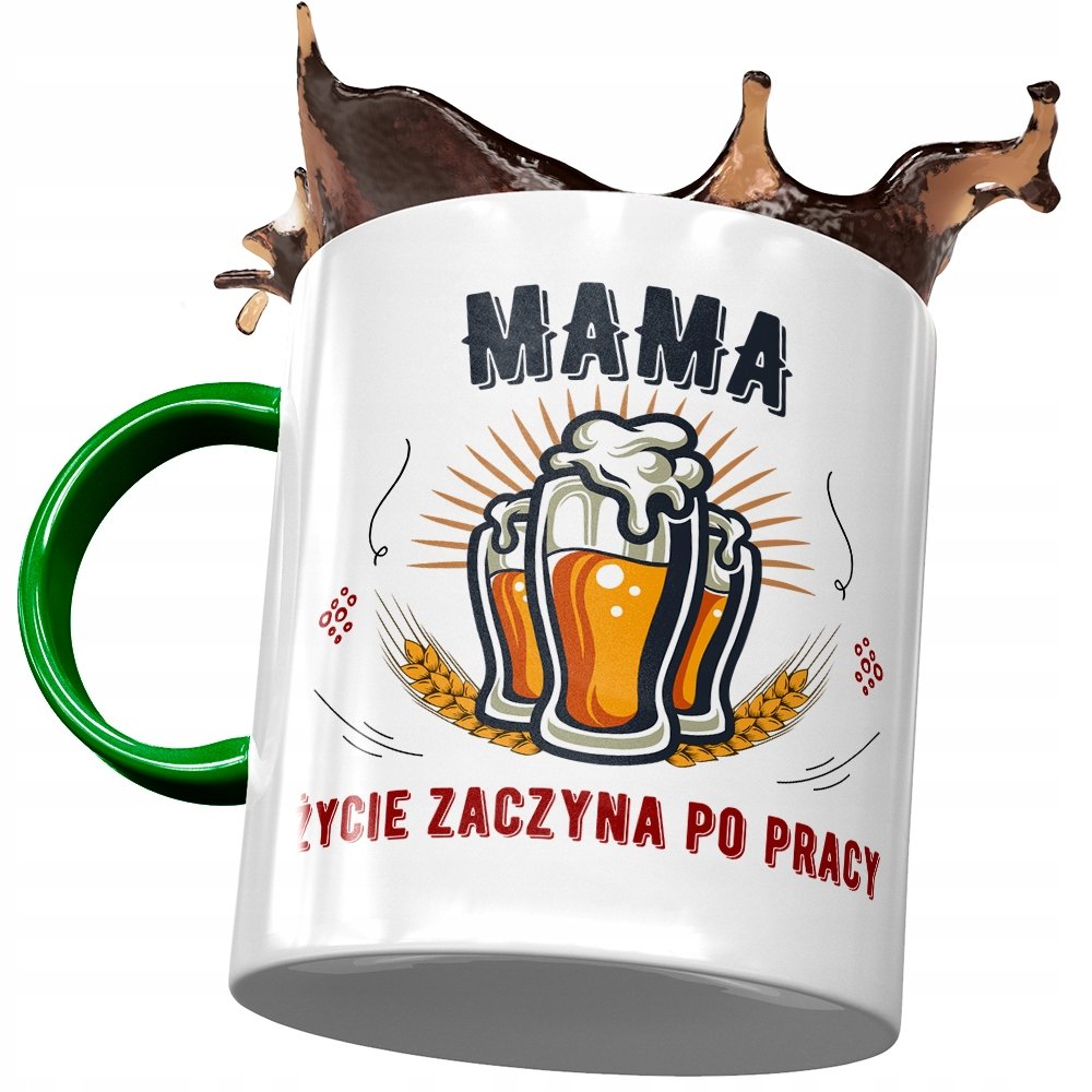 Kubek Zielony Dla Mamy Matki na Dzień Mamy z Nadrukiem ze Zdjęciem + Opakowanie na prezent (wzór 01)