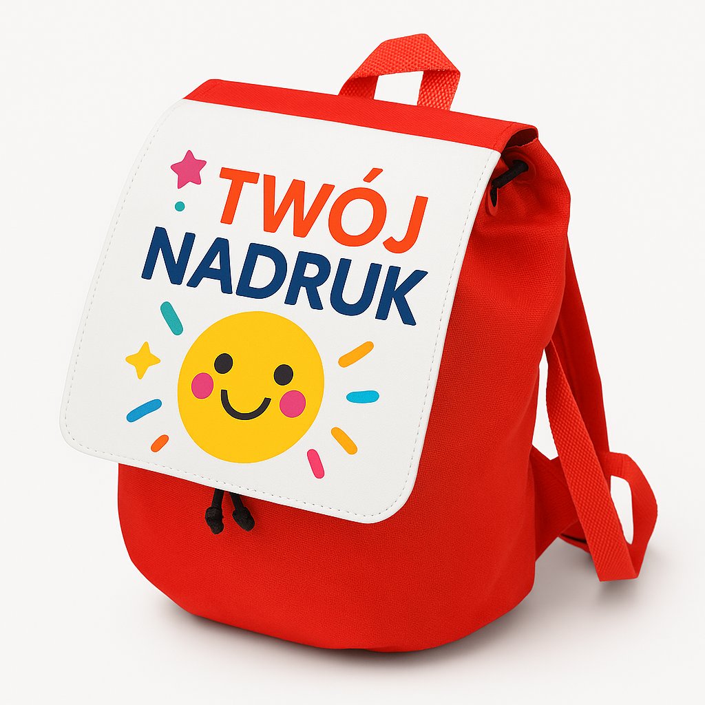 Czerwony plecak dziecięcy rzepę z twoim nadrukiem