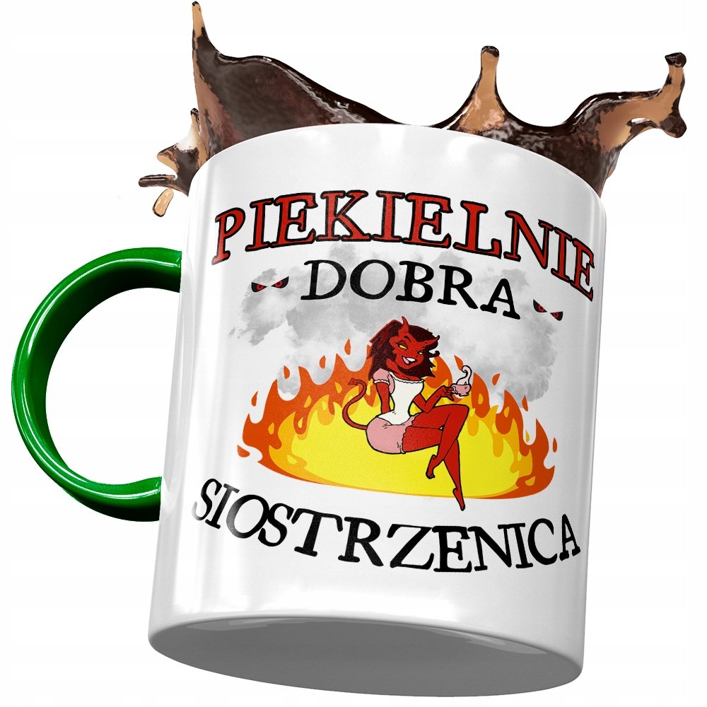 Kubek Zielony Dla Siostrzenicy na Urodziny Prezent z Nadrukiem ze Zdjęciem + Opakowanie na prezent (wzór 01)