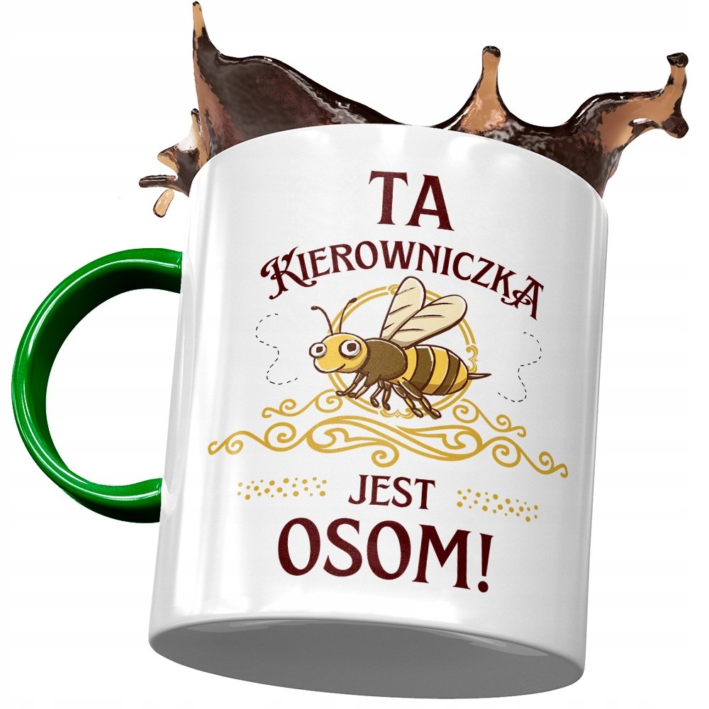 Kubek Zielony Kierowniczki Kierowniczka Jest Osom z Nadrukiem ze Zdjęciem + Opakowanie na prezent (wzór 01)