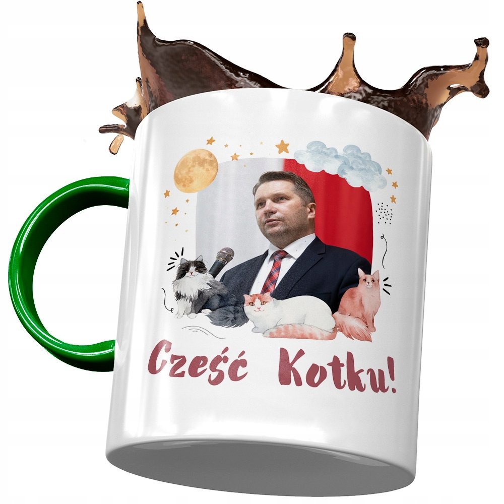 Kubek Zielony Przemysław Czarnek PIS Prezent z Nadrukiem ze Zdjęciem + Opakowanie na prezent (wzór 01)