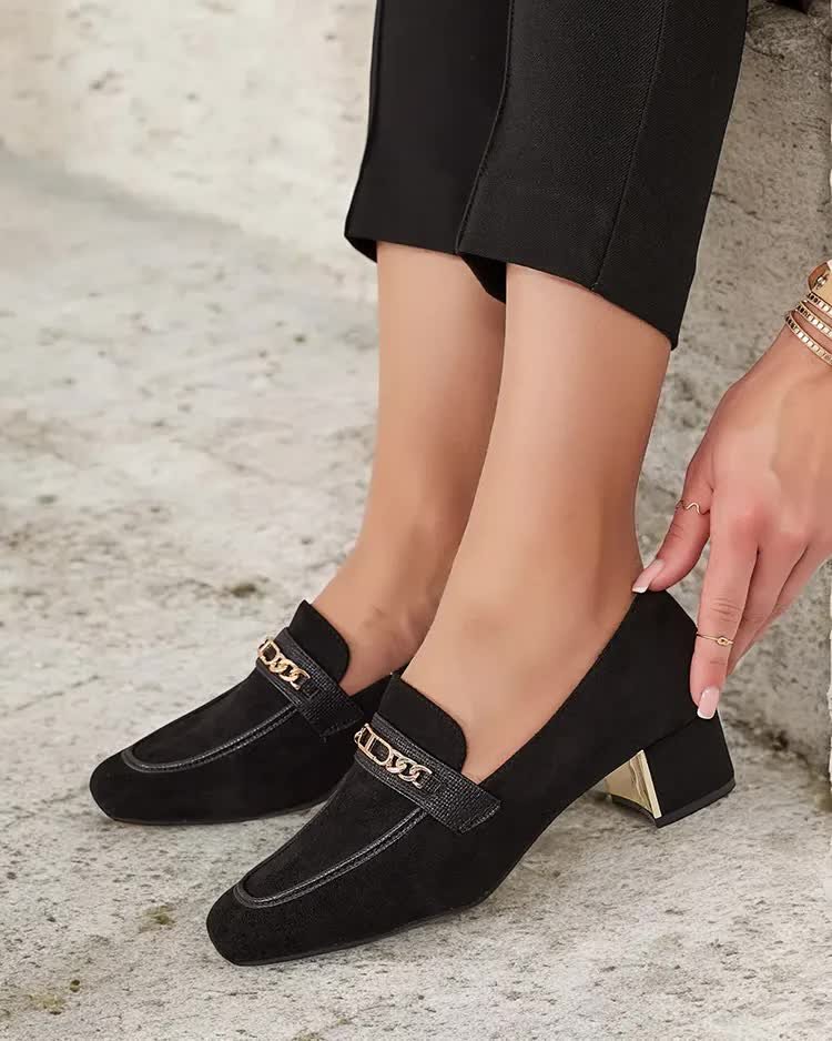 Royalfashion Eleganckie mokasyny damskie na niskim słupku Oflem-39