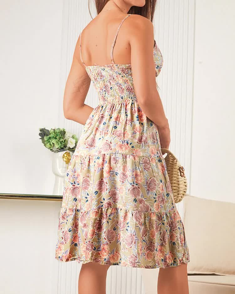 Royalfashion Bawełniana damska sukienka w kwiaty-XL/XXL - 43