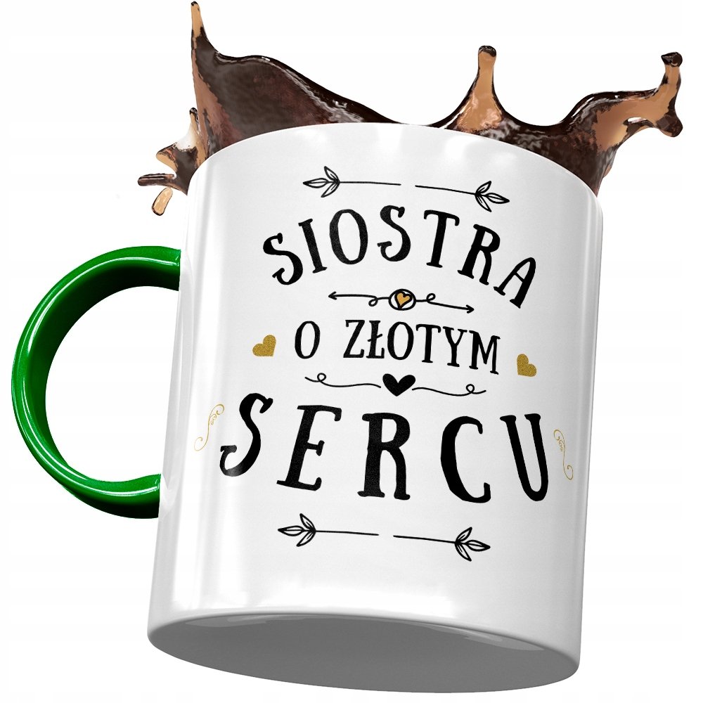 Kubek Zielony Dla Siostry na Urodziny na Prezent z Nadrukiem ze Zdjęciem + Opakowanie na prezent (wzór 01)